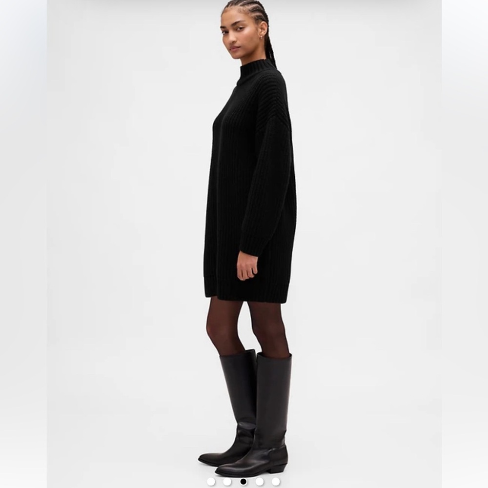 Gap Rib Turtleneck Oversized Mini Sweater Dress Tall Cute Winter Sweater Dress - Picture 3 of 4
